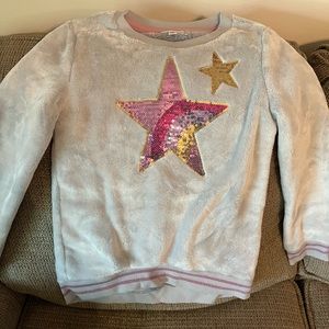 girls fuzzy star glitter sweater